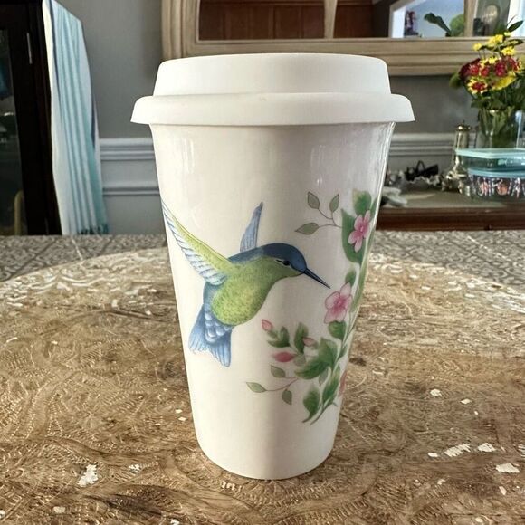 Lenox Butterfly Meadow Flutter Thermal Travel Mug Porcalain 10‎ oz - Picture 1 of 6